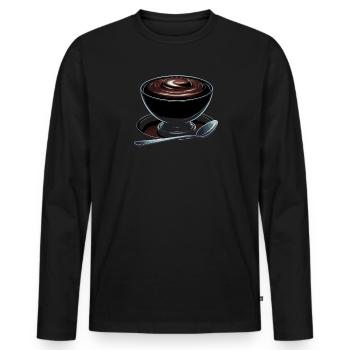 Pudding au chocolat Dessert sucré Gourmand Foodie - T-shirt manches longues Premium bio Homme - noir - Devant - Nico (187cm)