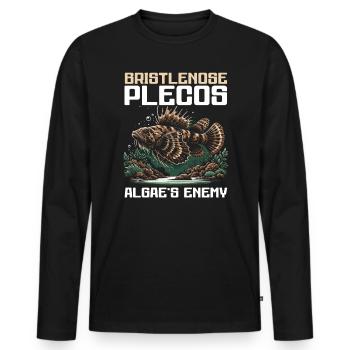 Bristlenose Plecos Fish Lover Freshwater Aquarium - Men's Premium Organic Long Sleeve Shirt - black - Front - Nico (187cm)