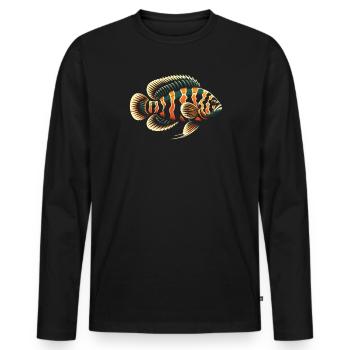 Oscar Fish Lover Aquarium d’aquariophilie d’eau douce - T-shirt manches longues Premium bio Homme - noir - Devant - Nico (187cm)