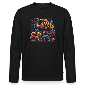 Oscar Fish Lover Aquarium d’aquariophilie d’eau douce - T-shirt manches longues Premium bio Homme - noir - Devant - Nico (187cm)
