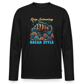 Oscar Fish Lover Freshwater Fishkeeping Aquarium - Men's Premium Organic Long Sleeve Shirt - black - Front - Nico (187cm)
