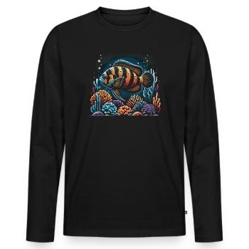 Oscar Fish Lover Aquarium d’aquariophilie d’eau douce - T-shirt manches longues Premium bio Homme - noir - Devant - Nico (187cm)