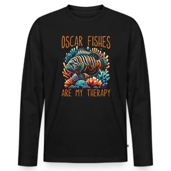 Oscar Fish Lover Freshwater Fishkeeping Aquarium - Men's Premium Organic Long Sleeve Shirt - black - Front - Nico (187cm)