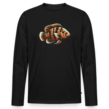 Oscar Fish Lover Aquarium d’aquariophilie d’eau douce - T-shirt manches longues Premium bio Homme - noir - Devant - Nico (187cm)