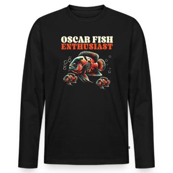 Oscar Fish Lover Freshwater Fishkeeping Aquarium - Men's Premium Organic Long Sleeve Shirt - black - Front - Nico (187cm)