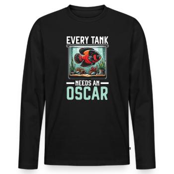 Oscar Fish Lover Freshwater Fishkeeping Aquarium - Men's Premium Organic Long Sleeve Shirt - black - Front - Nico (187cm)