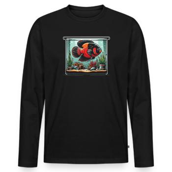 Oscar Fish Lover Aquarium d’aquariophilie d’eau douce - T-shirt manches longues Premium bio Homme - noir - Devant - Nico (187cm)