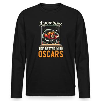 Oscar Fish Lover Freshwater Fishkeeping Aquarium - Men's Premium Organic Long Sleeve Shirt - black - Front - Nico (187cm)
