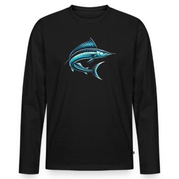 Wahoo Fish Catcher Fisher Pêcheur Pêche - T-shirt manches longues Premium bio Homme - noir - Devant - Nico (187cm)