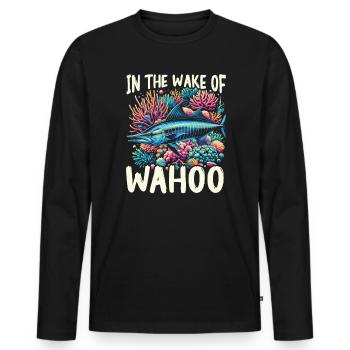 Wahoo Fish Catcher Fisher Pêcheur Pêche - T-shirt manches longues Premium bio Homme - noir - Devant - Nico (187cm)
