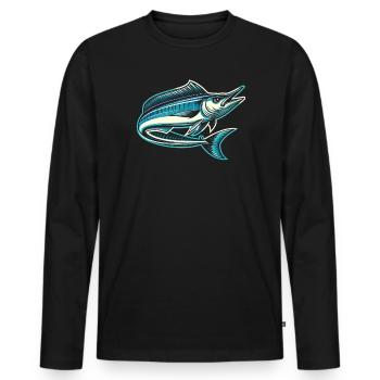 Wahoo Fish Catcher Fisher Pêcheur Pêche - T-shirt manches longues Premium bio Homme - noir - Devant - Nico (187cm)