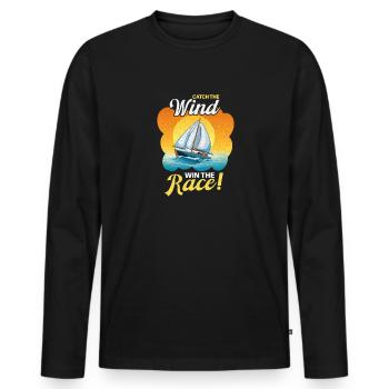 Race with the sailing ship - Men's Premium Organic Long Sleeve Shirt - black - Front - Nico (187cm)