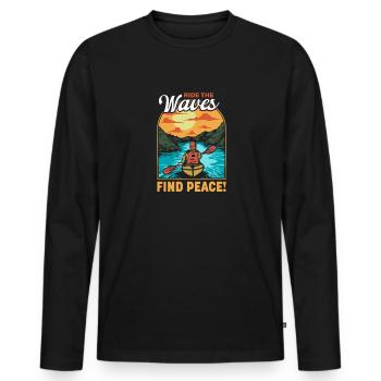 Pagayer en kayak sur l’eau - T-shirt manches longues Premium bio Homme - noir - Devant - Nico (187cm)