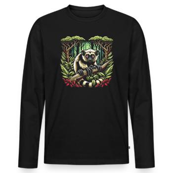 Aye Aye Gesicht Aye-aye Nachtaktives Lemurentier - Männer Premium Bio Langarmshirt - Schwarz - Vorne - Nico (187cm)