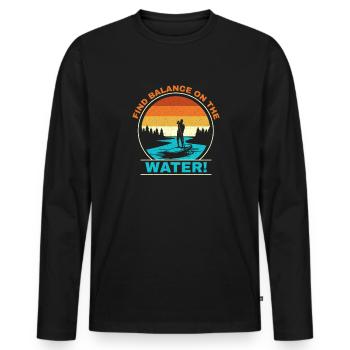 Stand up paddleboard on the water - Men's Premium Organic Long Sleeve Shirt - black - Front - Nico (187cm)
