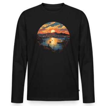 Piraeus Greece Travel Vacation Europe Greek Flag - Men's Premium Organic Long Sleeve Shirt - black - Front - Nico (187cm)