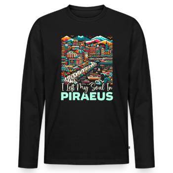 Piraeus Greece Travel Vacation Europe Greek Flag - Men's Premium Organic Long Sleeve Shirt - black - Front - Nico (187cm)