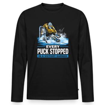Hockey sur glace Gardien de but Gardien de but Gardien de but - T-shirt manches longues Premium bio Homme - noir - Devant - Nico (187cm)