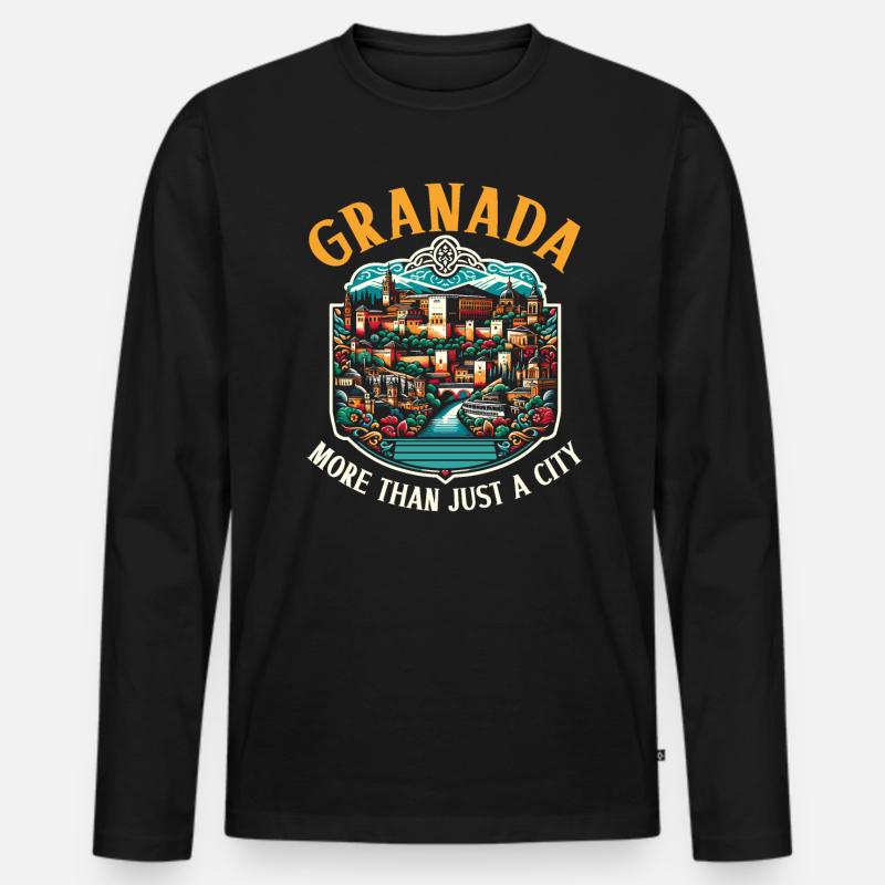 Granada Spanien Reisen Urlaub Granada Skyline - Männer Premium Bio Langarmshirt - Schwarz