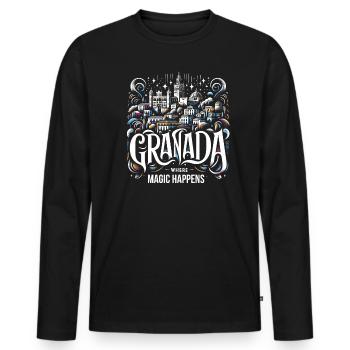 Granada Spanien Reisen Urlaub Granada Skyline - Männer Premium Bio Langarmshirt - Schwarz - Vorne - Nico (187cm)