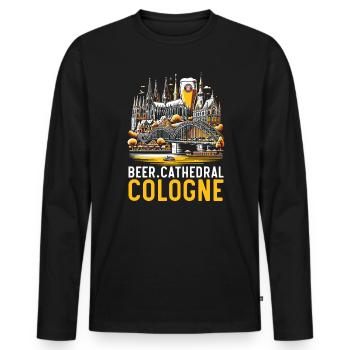 Cologne Allemagne Voyage Vacances J’aime Cologne - T-shirt manches longues Premium bio Homme - noir - Devant - Nico (187cm)