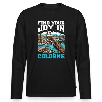 Cologne Allemagne Voyage Vacances J’aime Cologne - T-shirt manches longues Premium bio Homme - noir - Devant - Nico (187cm)