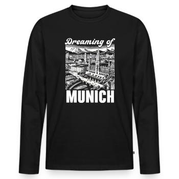 Munich Germany Travel Vacation I Love Munich - Men's Premium Organic Long Sleeve Shirt - black - Front - Nico (187cm)