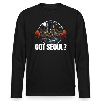 Séoul Corée du Sud Voyage à la campagne Vacances Coréen - T-shirt manches longues Premium bio Homme - noir - Devant - Nico (187cm)