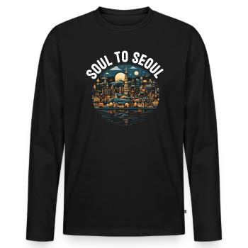Séoul Corée du Sud Voyage à la campagne Vacances Coréen - T-shirt manches longues Premium bio Homme - noir - Devant - Nico (187cm)