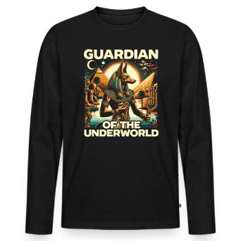 Anubis Mythologie égyptienne Pyramide Égypte ancienne - T-shirt manches longues Premium bio Homme - noir - Devant - Nico (187cm)