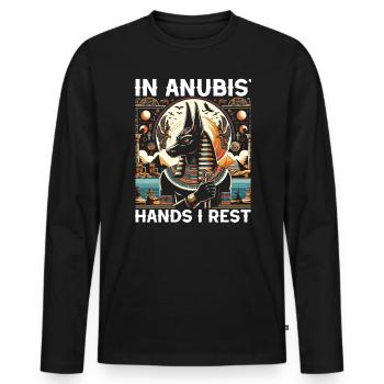 Anubis Mythologie égyptienne Pyramide Égypte ancienne - T-shirt manches longues Premium bio Homme - noir - Devant - Nico (187cm)