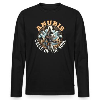 Anubis Mythologie égyptienne Pyramide Égypte ancienne - T-shirt manches longues Premium bio Homme - noir - Devant - Nico (187cm)