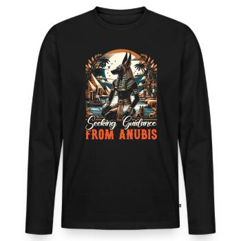 Anubis Mythologie égyptienne Pyramide Égypte ancienne - T-shirt manches longues Premium bio Homme - noir - Devant - Nico (187cm)