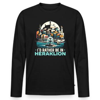 Héraklion Grèce Voyage Vacances Patrimoine Grec - T-shirt manches longues Premium bio Homme - noir - Devant - Nico (187cm)