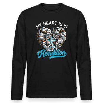 Héraklion Grèce Voyage Vacances Patrimoine Grec - T-shirt manches longues Premium bio Homme - noir - Devant - Nico (187cm)