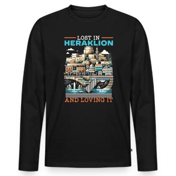 Héraklion Grèce Voyage Vacances Patrimoine Grec - T-shirt manches longues Premium bio Homme - noir - Devant - Nico (187cm)