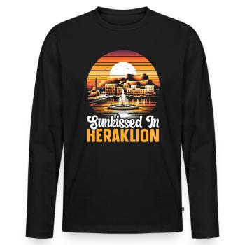 Héraklion Grèce Voyage Vacances Patrimoine Grec - T-shirt manches longues Premium bio Homme - noir - Devant - Nico (187cm)