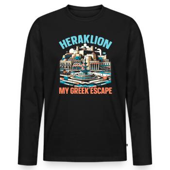 Héraklion Grèce Voyage Vacances Patrimoine Grec - T-shirt manches longues Premium bio Homme - noir - Devant - Nico (187cm)