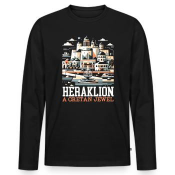 Héraklion Grèce Voyage Vacances Patrimoine Grec - T-shirt manches longues Premium bio Homme - noir - Devant - Nico (187cm)