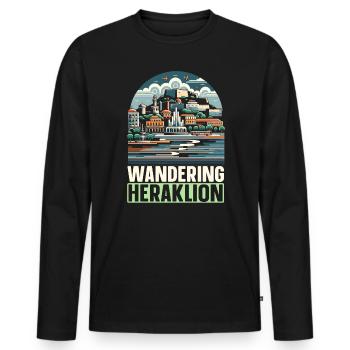 Héraklion Grèce Voyage Vacances Patrimoine Grec - T-shirt manches longues Premium bio Homme - noir - Devant - Nico (187cm)