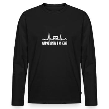 Heartbeat Camping Caravan - Men's Premium Organic Long Sleeve Shirt - black - Front - Nico (187cm)
