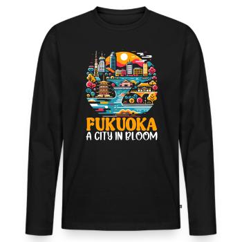 Fukuoka Japon Voyage à la campagne Vacances Japonais - T-shirt manches longues Premium bio Homme - noir - Devant - Nico (187cm)