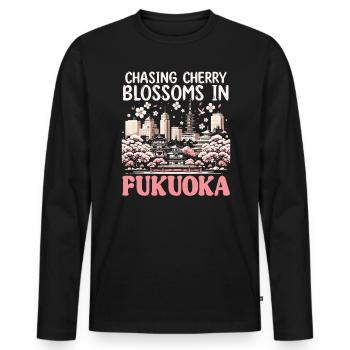 Fukuoka Japon Voyage à la campagne Vacances Japonais - T-shirt manches longues Premium bio Homme - noir - Devant - Nico (187cm)