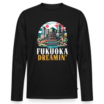 Fukuoka Japan Country Travel Vacation Japanese - Men's Premium Organic Long Sleeve Shirt - black - Front - Nico (187cm)