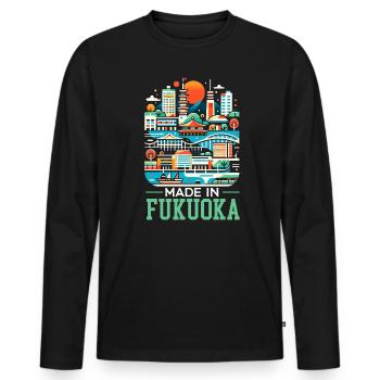 Fukuoka Japan Country Travel Vacation Japanese - Men's Premium Organic Long Sleeve Shirt - black - Front - Nico (187cm)
