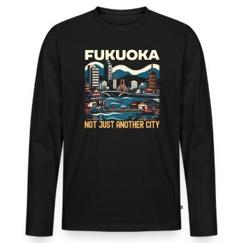 Fukuoka Japan Country Travel Vacation Japanese - Men's Premium Organic Long Sleeve Shirt - black - Front - Nico (187cm)
