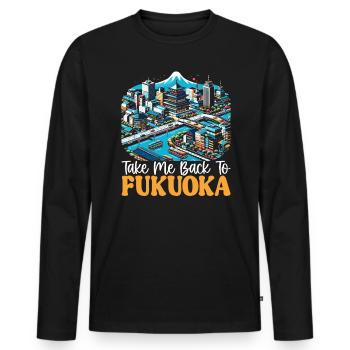 Fukuoka Japan Country Travel Vacation Japanese - Men's Premium Organic Long Sleeve Shirt - black - Front - Nico (187cm)