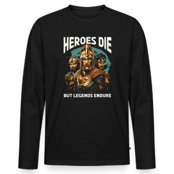 Guerre de Troie Guerrier Grèce antique Mythologie grecque - T-shirt manches longues Premium bio Homme - noir - Devant - Nico (187cm)