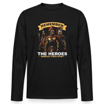 Guerre de Troie Guerrier Grèce antique Mythologie grecque - T-shirt manches longues Premium bio Homme - noir - Devant - Nico (187cm)