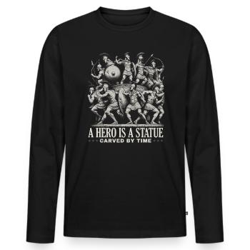 Guerre de Troie Guerrier Grèce antique Mythologie grecque - T-shirt manches longues Premium bio Homme - noir - Devant - Nico (187cm)